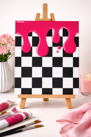 Kennedys Art Studio Gemälde pink drip Drip Couture No.1 schrachbrett wandbild unikat kunst
